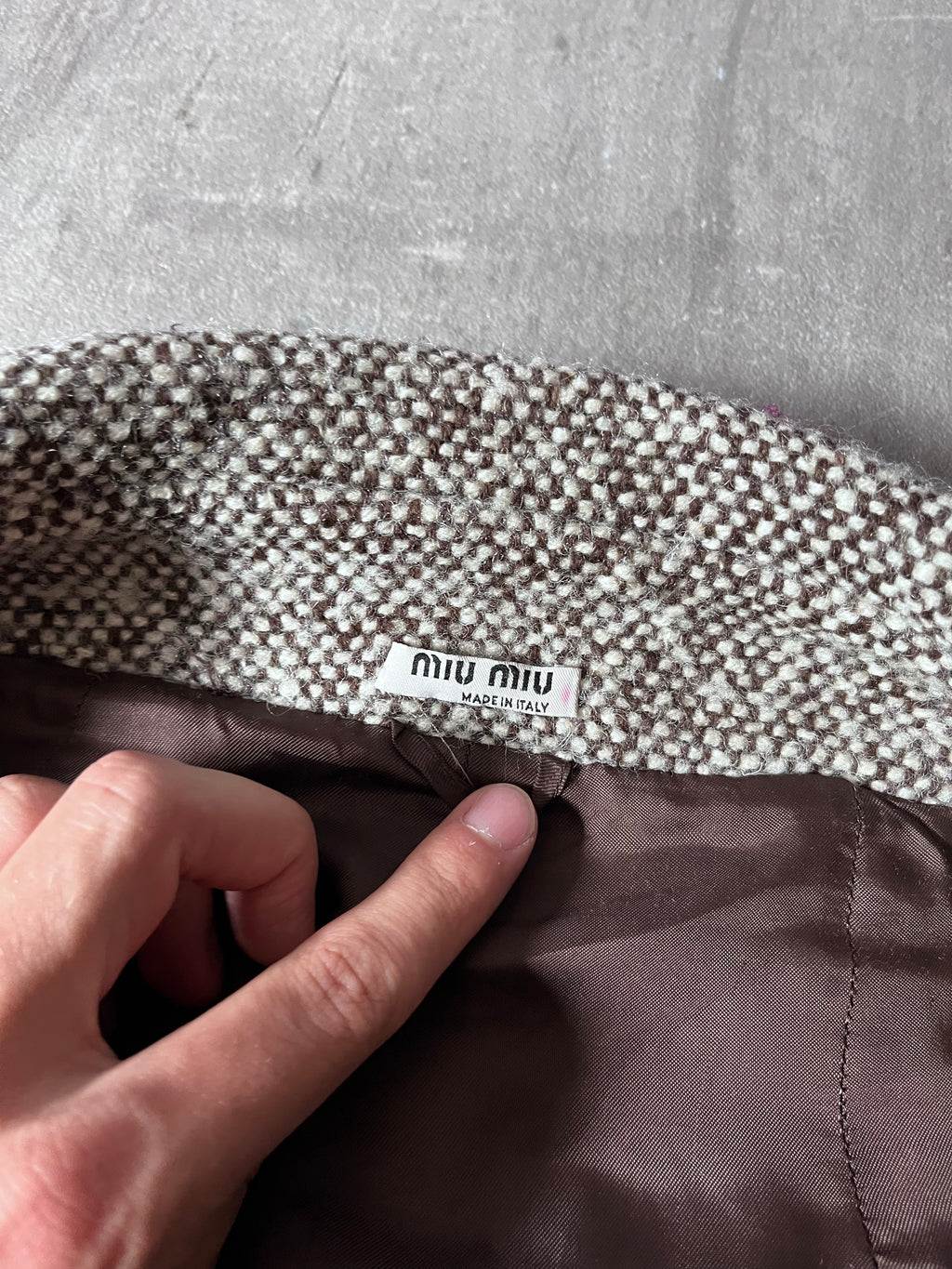 F/W 2009 Miu Miu Tweed Wool Double Breasted Jacket Grey Women - L