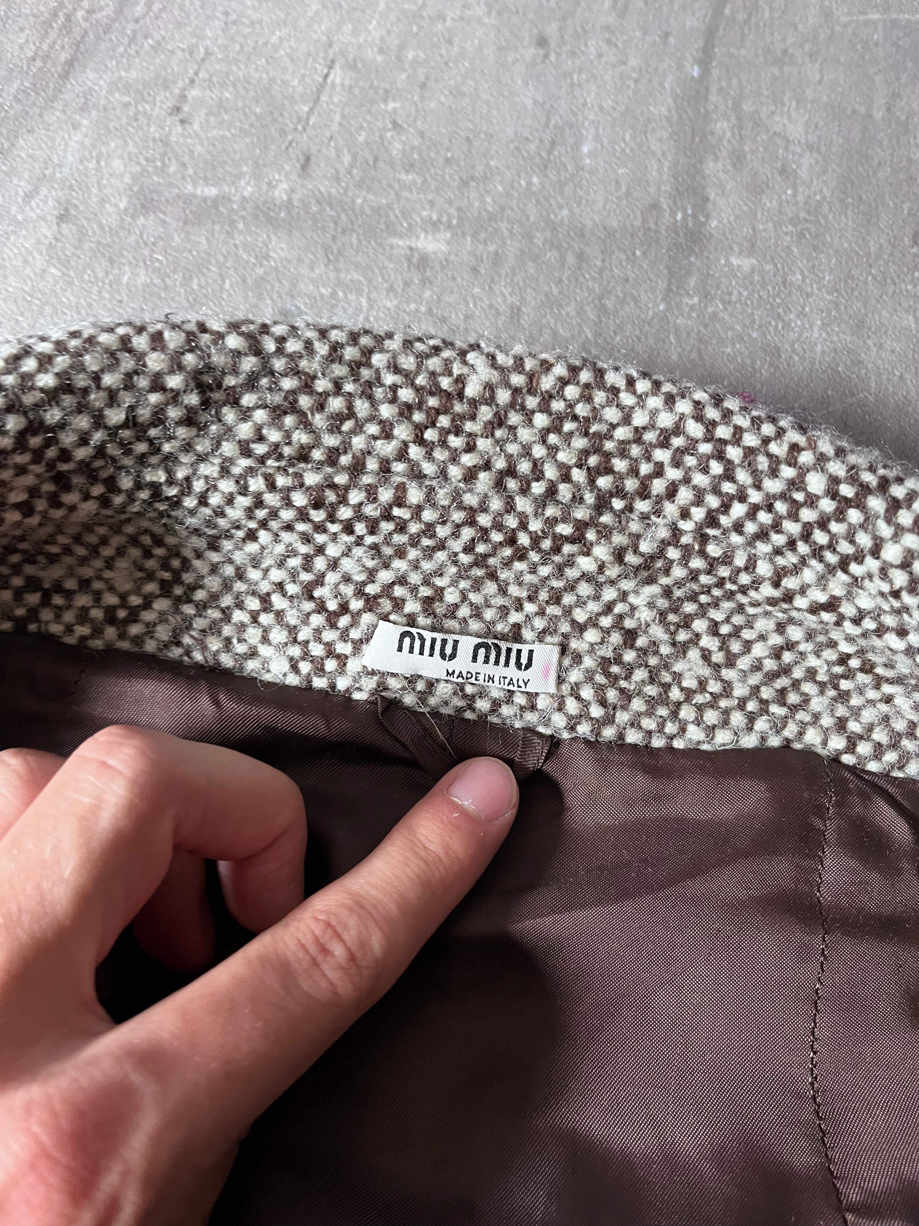 F/W 2009 Miu Miu Tweed Wool Double Breasted Jacket Grey Women - L