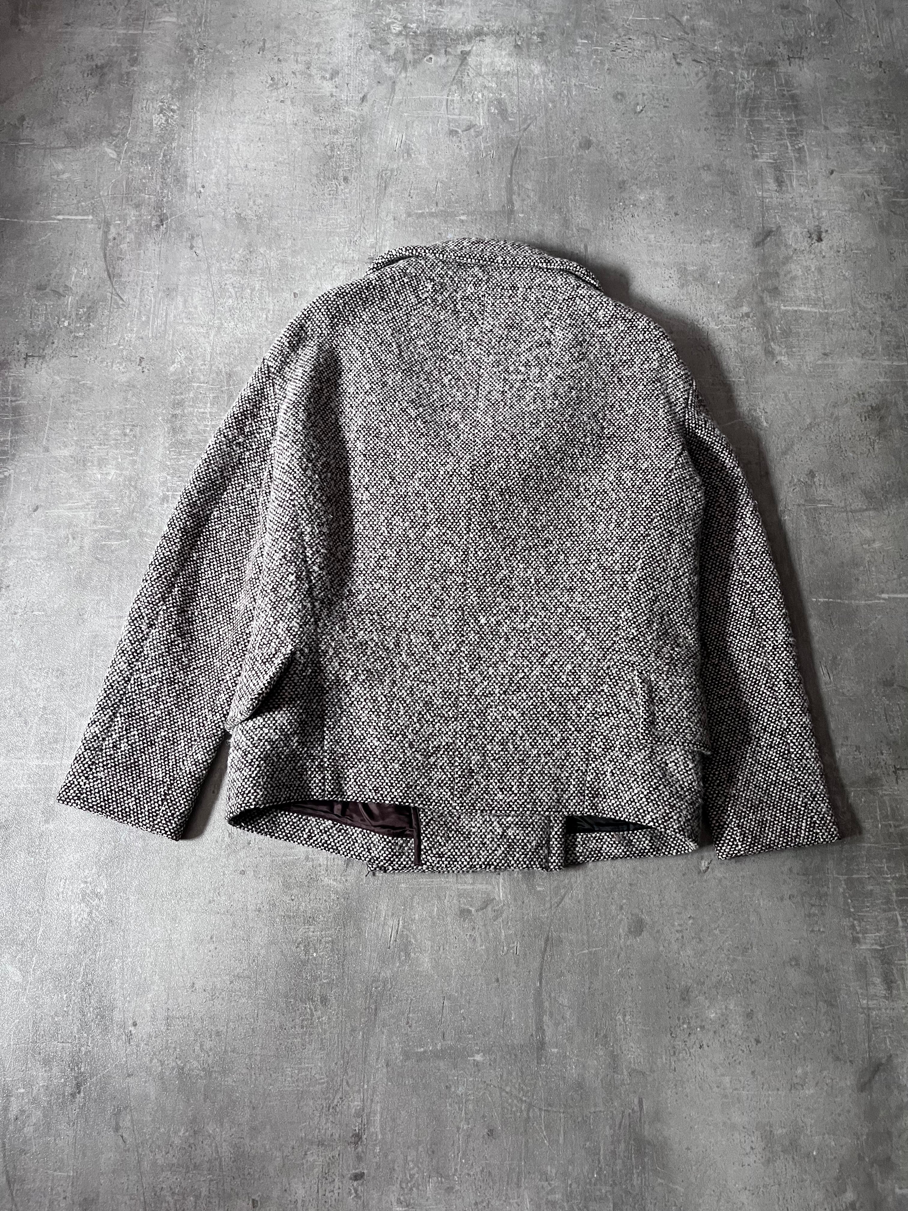 F/W 2009 Miu Miu Tweed Wool Double Breasted Jacket Grey Women - L