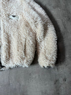 Prada Triangle Logo Alpaca Mohair Fur Style Jacket White Women - XL