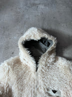 Prada Triangle Logo Alpaca Mohair Fur Style Jacket White Women - XL
