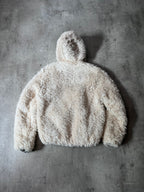 Prada Triangle Logo Alpaca Mohair Fur Style Jacket White Women - XL
