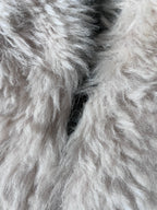 Prada Triangle Logo Alpaca Mohair Fur Style Jacket White Women - XL