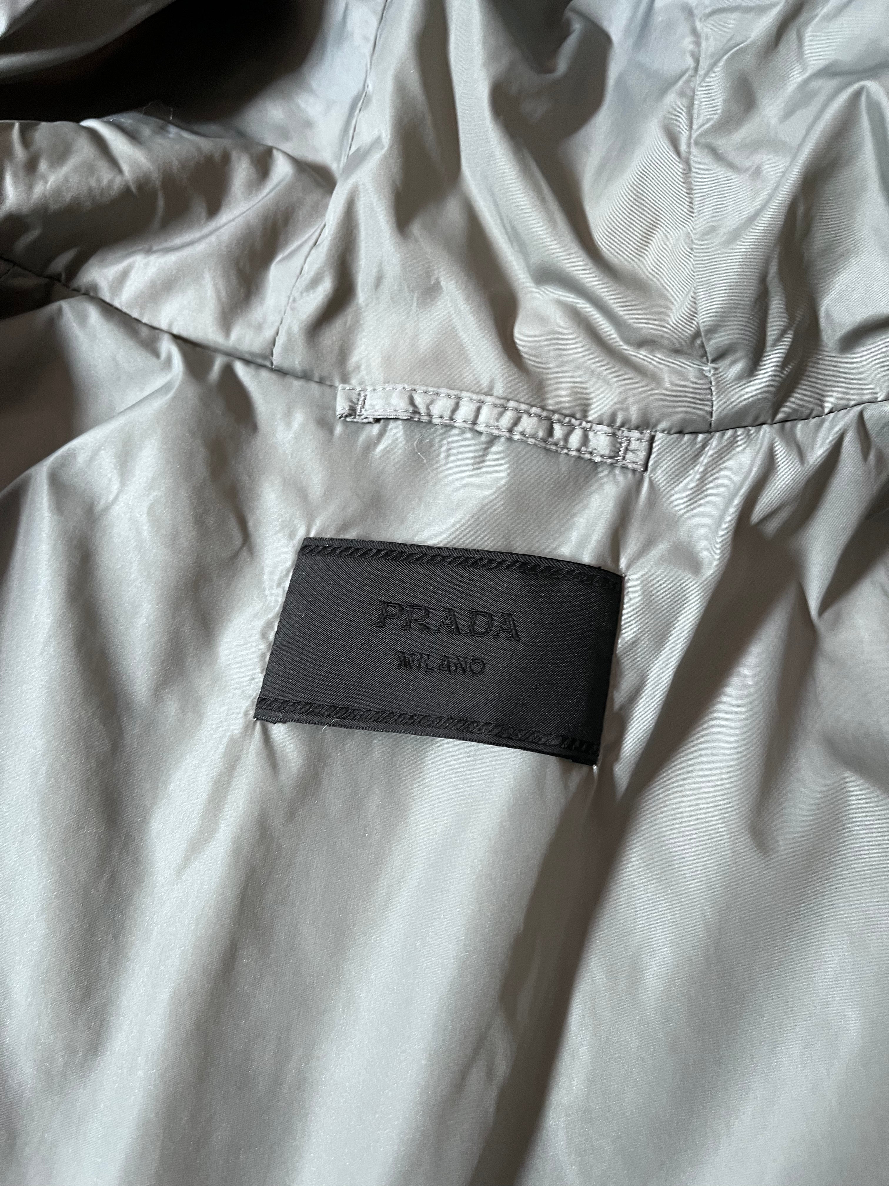 Prada Triangle Logo Alpaca Mohair Fur Style Jacket White Women - XL