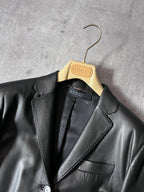 F/W 2001 Gucci by Tom Ford Leather Blazer Jacket Black Women - M