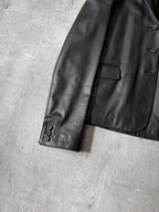F/W 2001 Gucci by Tom Ford Leather Blazer Jacket Black Women - M