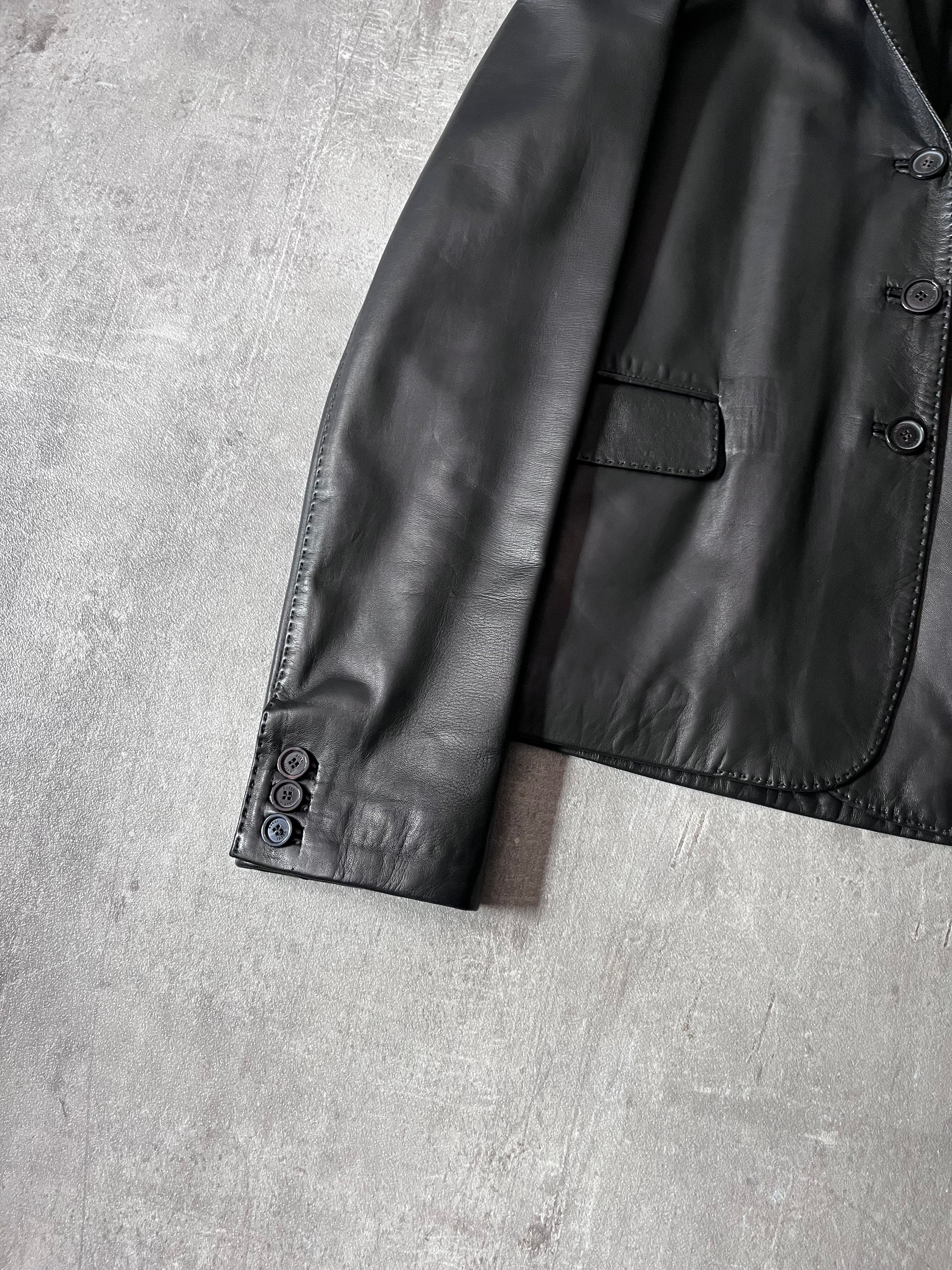 F/W 2001 Gucci by Tom Ford Leather Blazer Jacket Black Women - M