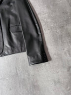 F/W 2001 Gucci by Tom Ford Leather Blazer Jacket Black Women - M