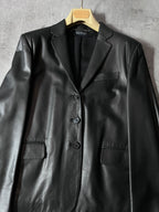 F/W 2001 Gucci by Tom Ford Leather Blazer Jacket Black Women - M