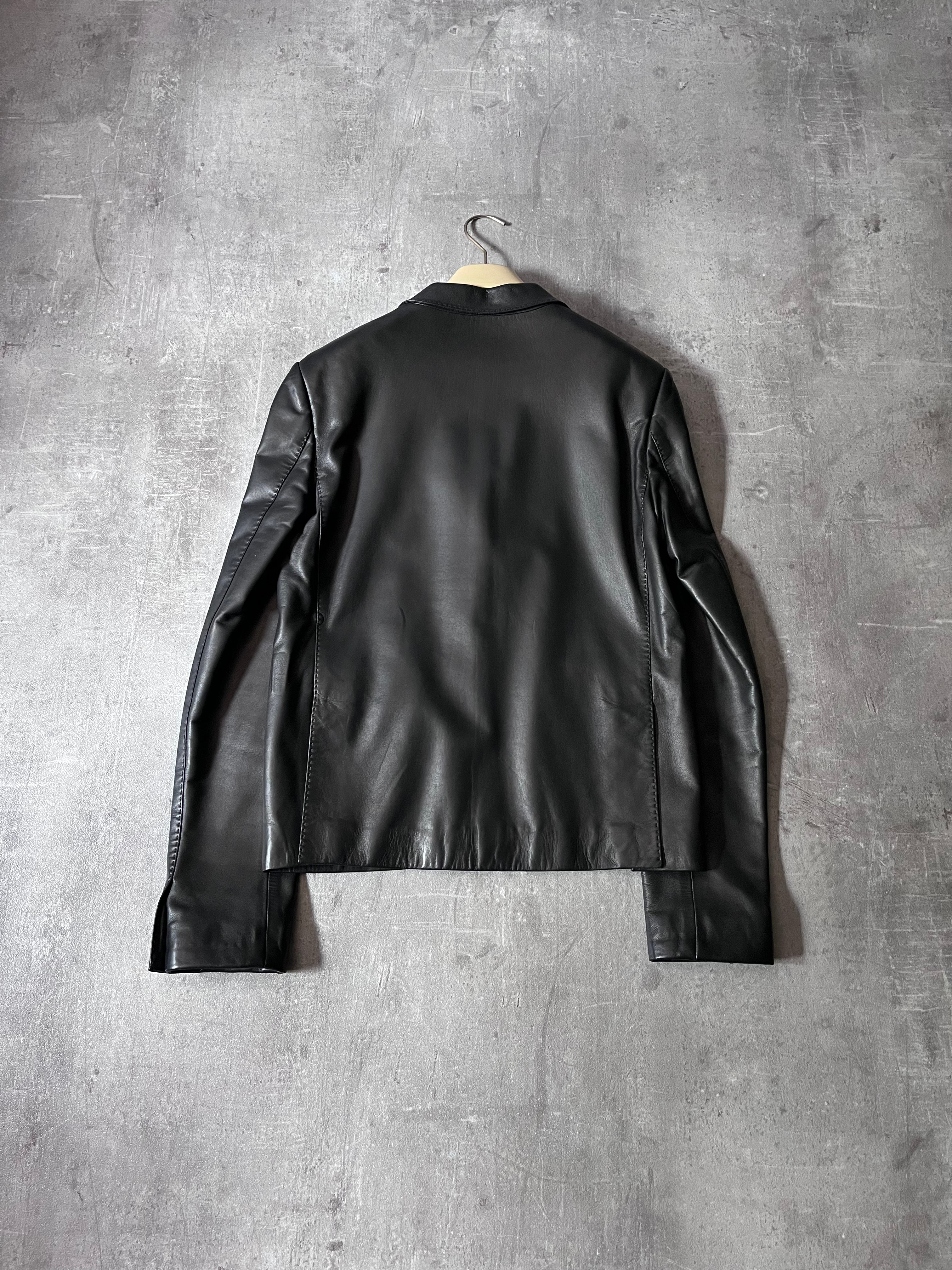 F/W 2001 Gucci by Tom Ford Leather Blazer Jacket Black Women - M