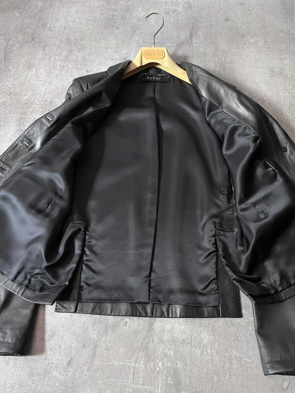 F/W 2001 Gucci by Tom Ford Leather Blazer Jacket Black Women - M