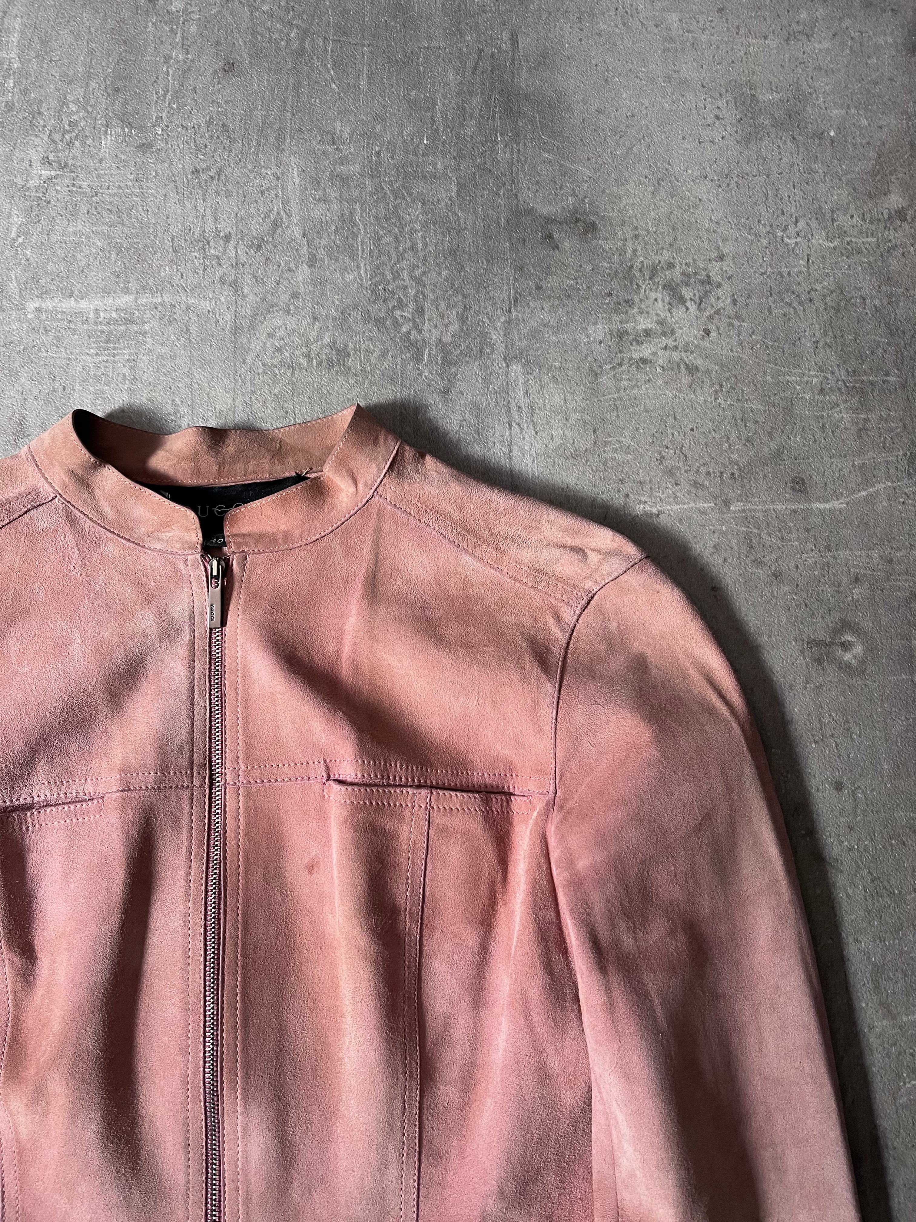 2000s Gucci by Tom Ford Suede Leather Jacket Pink Women - S