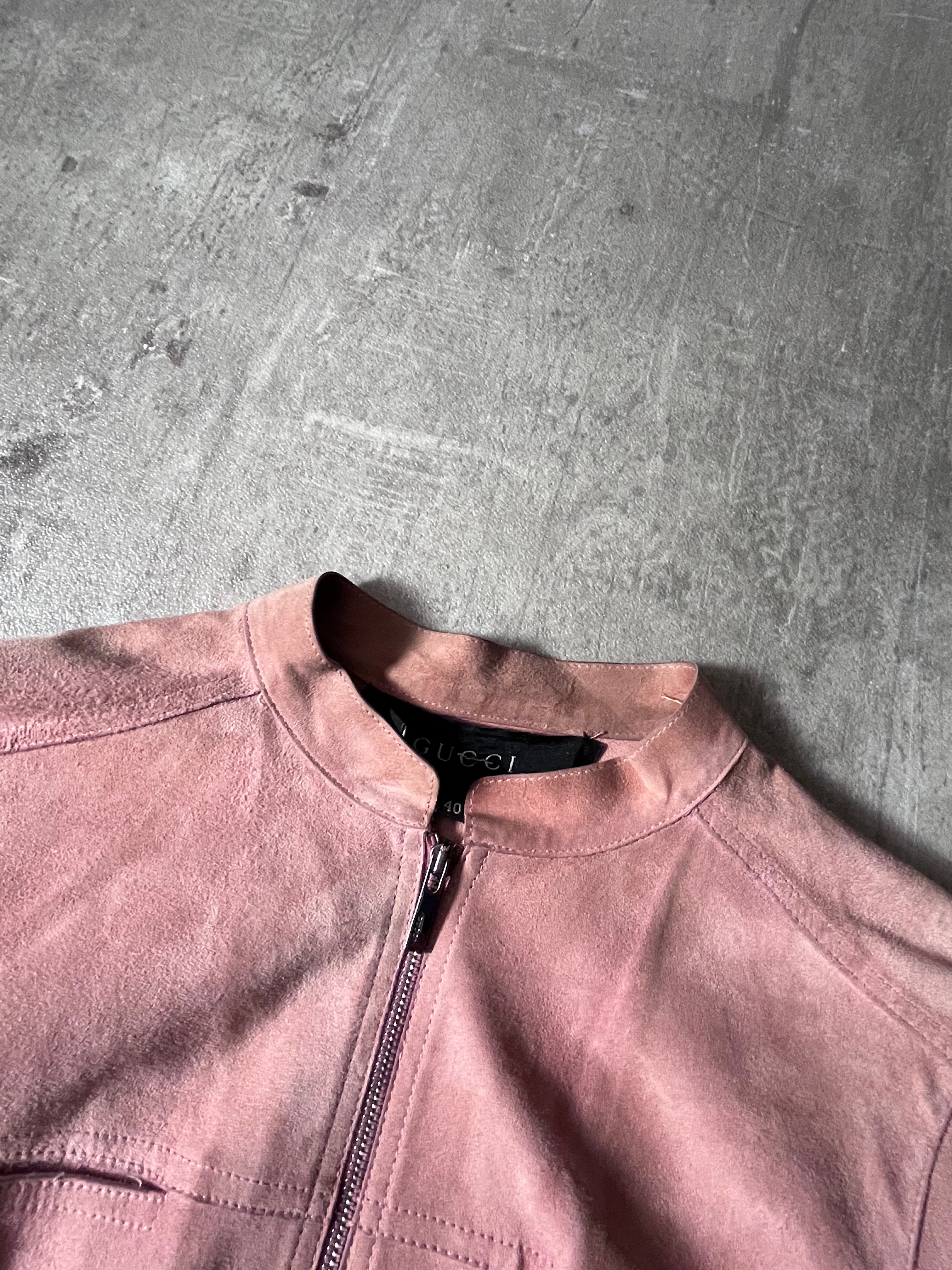 2000s Gucci by Tom Ford Suede Leather Jacket Pink Women - S