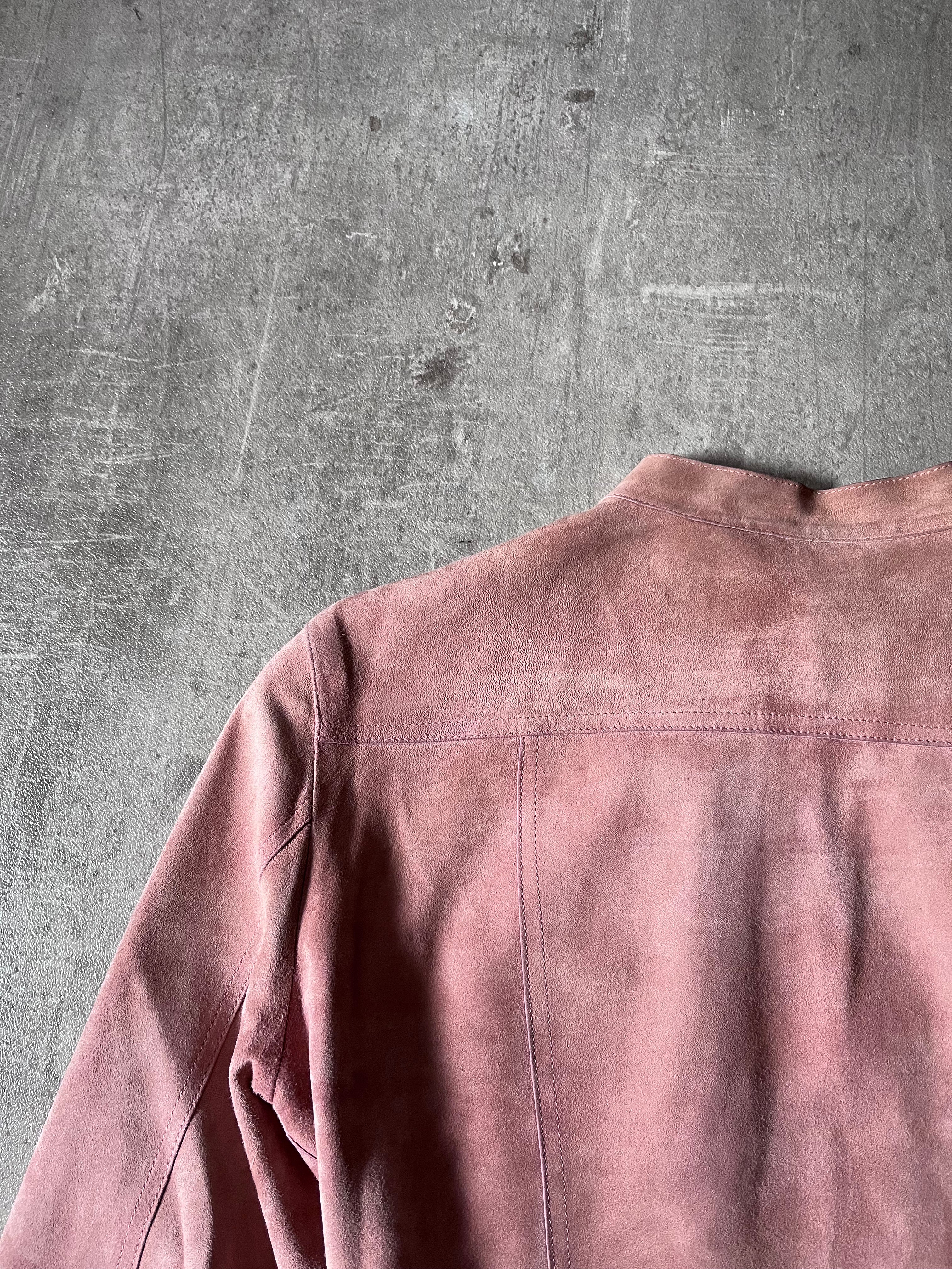 2000s Gucci by Tom Ford Suede Leather Jacket Pink Women - S