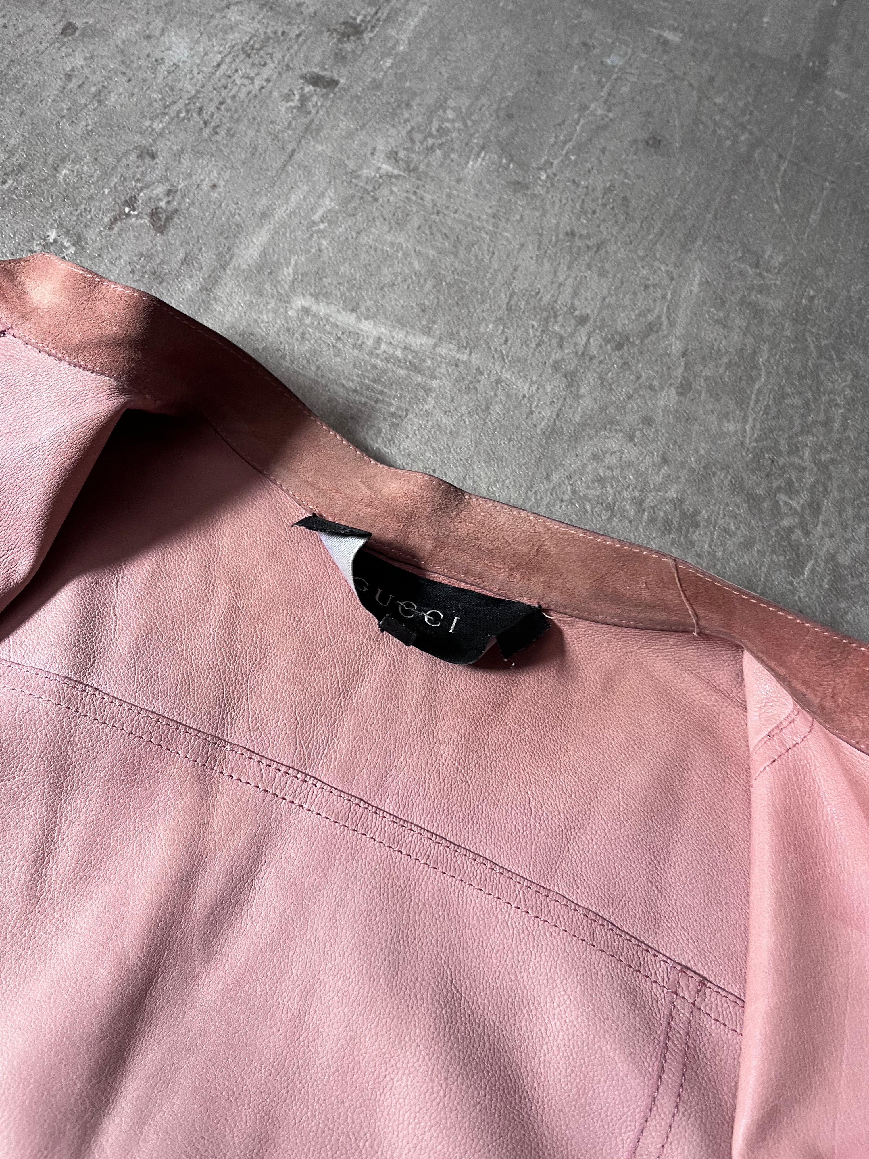2000s Gucci by Tom Ford Suede Leather Jacket Pink Women - S