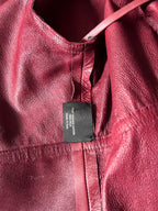 2000s Gucci by Tom Ford Leather Laser Cut Edges 3/4 Sleeve Jacket Burgundy Women - L