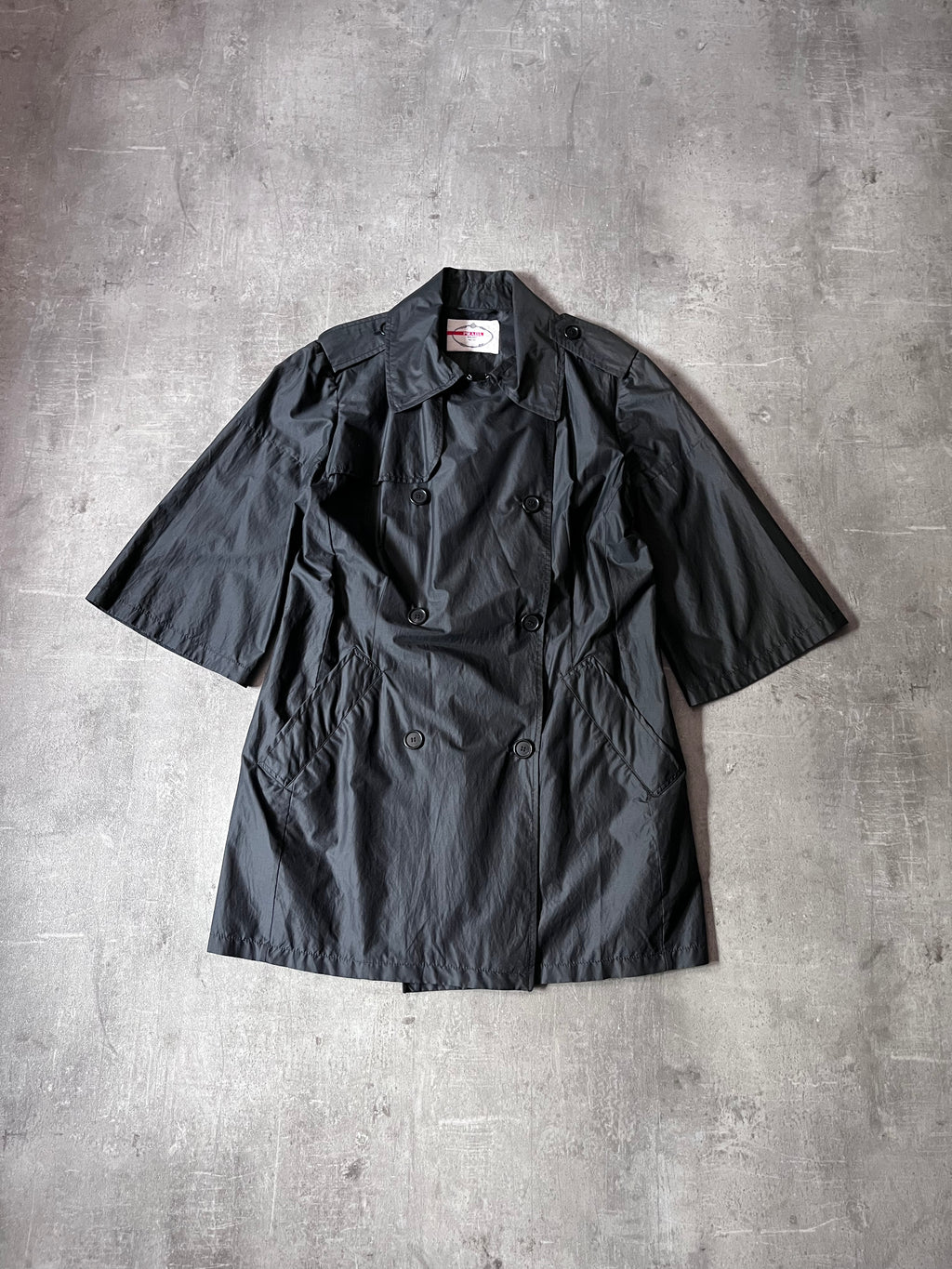 Prada Cotton Silk Blend Short Sleeve Coat Black Women- M