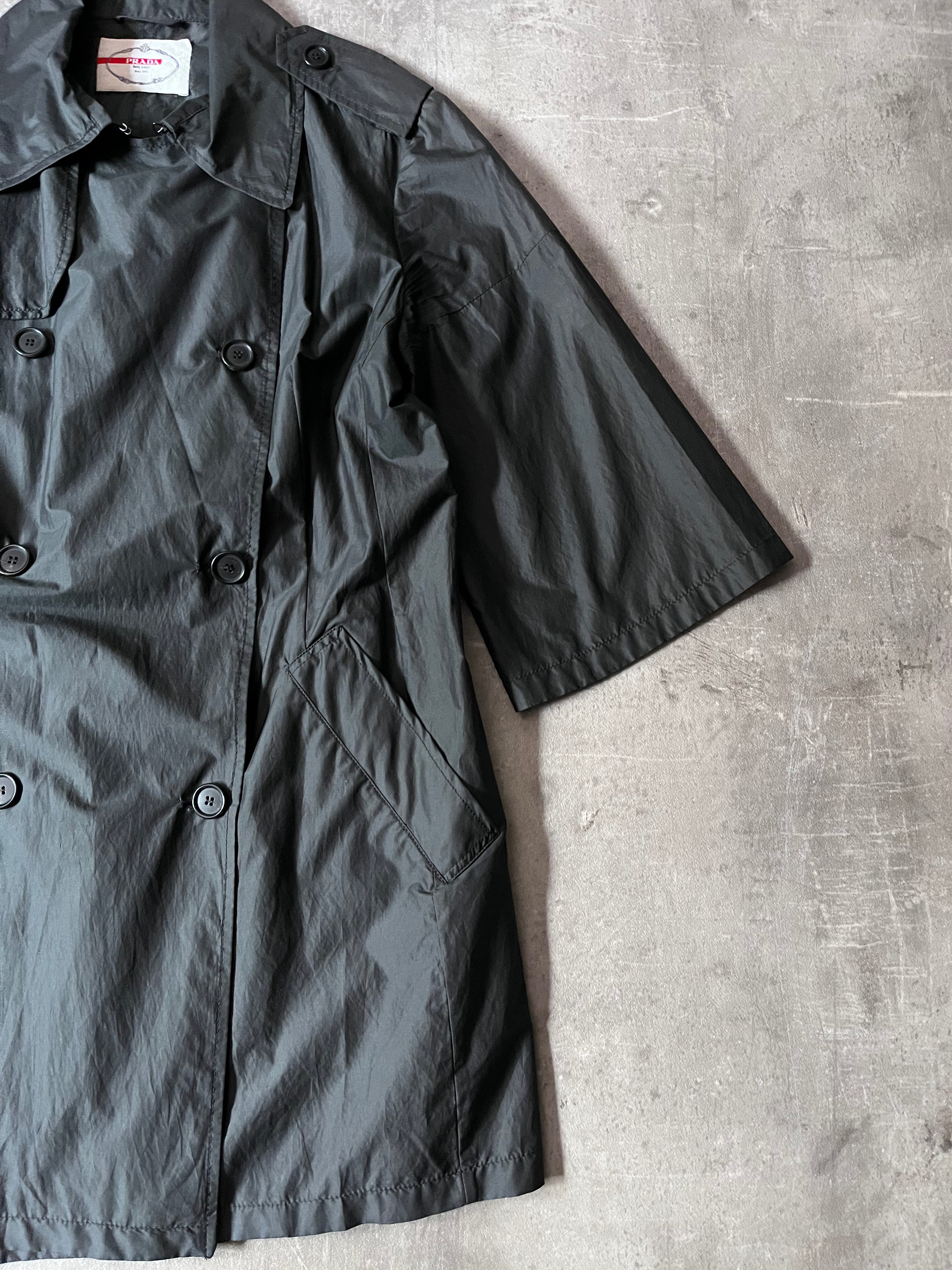 Prada Cotton Silk Blend Short Sleeve Coat Black Women- M