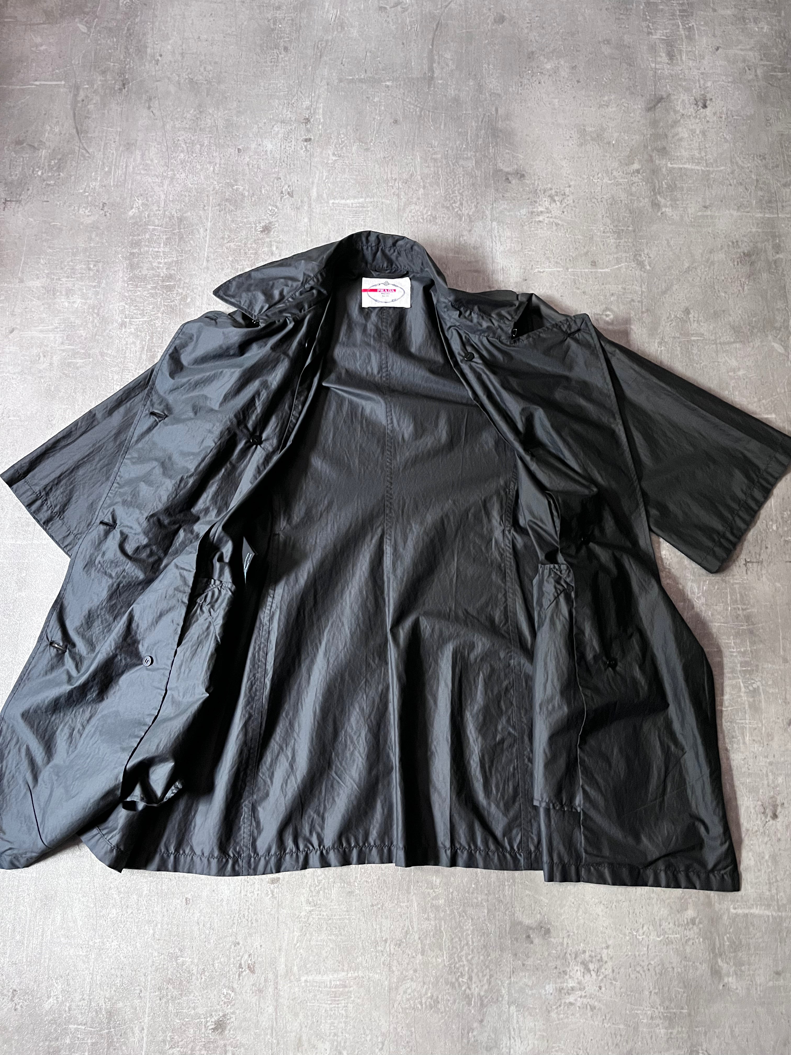 Prada Cotton Silk Blend Short Sleeve Coat Black Women- M