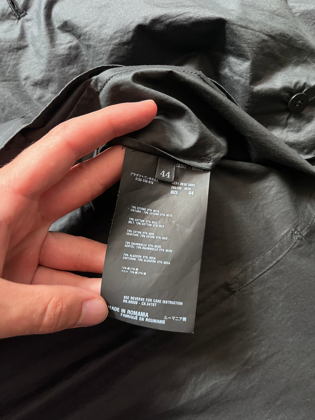 Prada Cotton Silk Blend Short Sleeve Coat Black Women- M