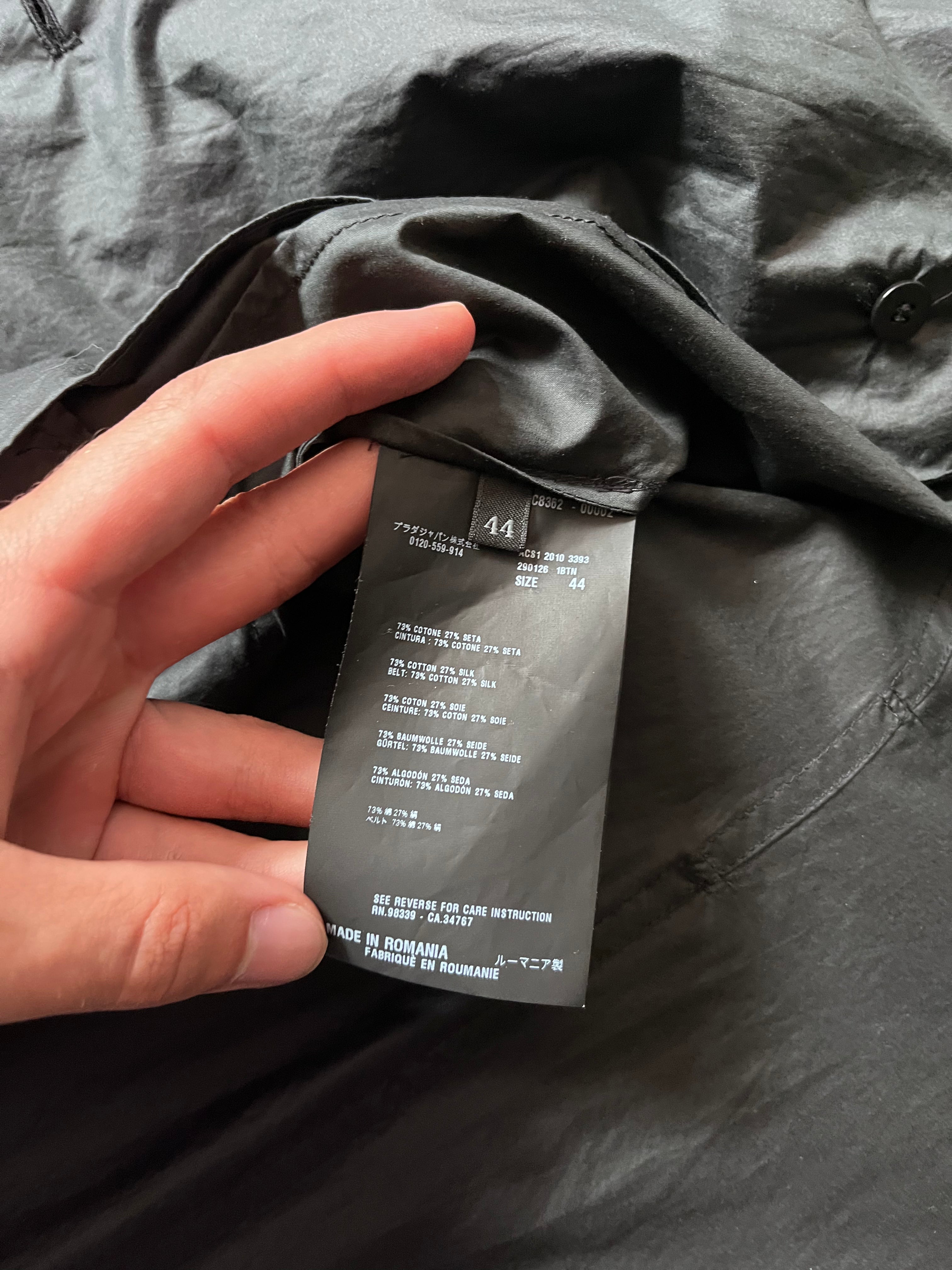 Prada Cotton Silk Blend Short Sleeve Coat Black Women- M