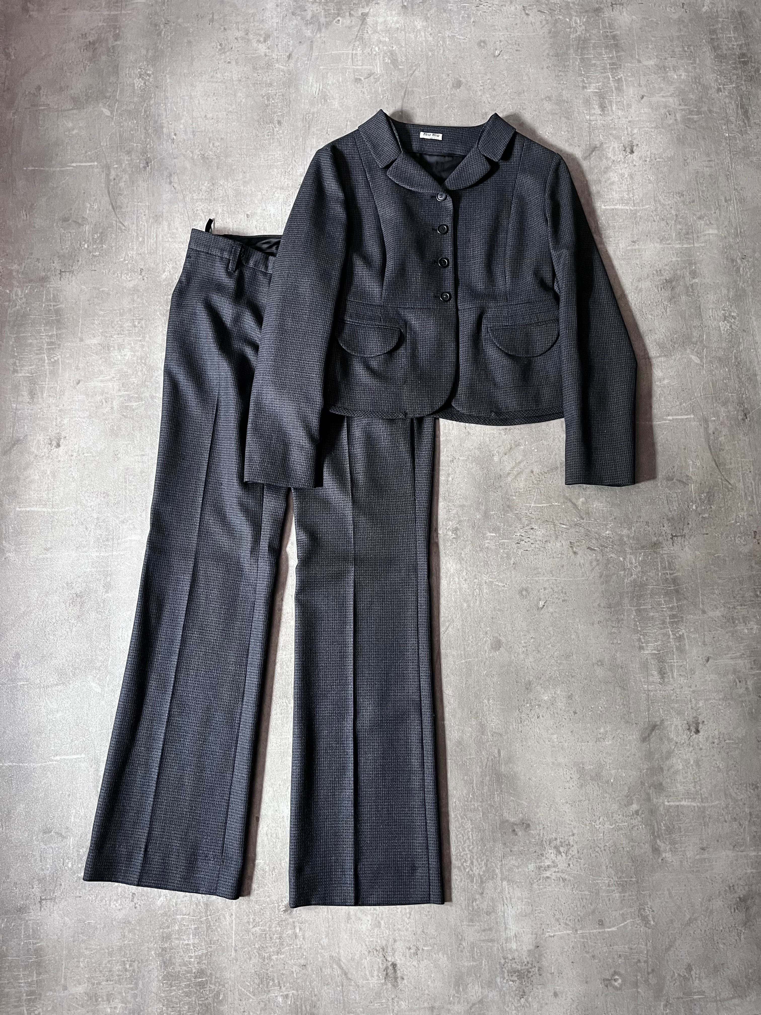 2008 Miu Miu Wool Set Suit Grey Women - M