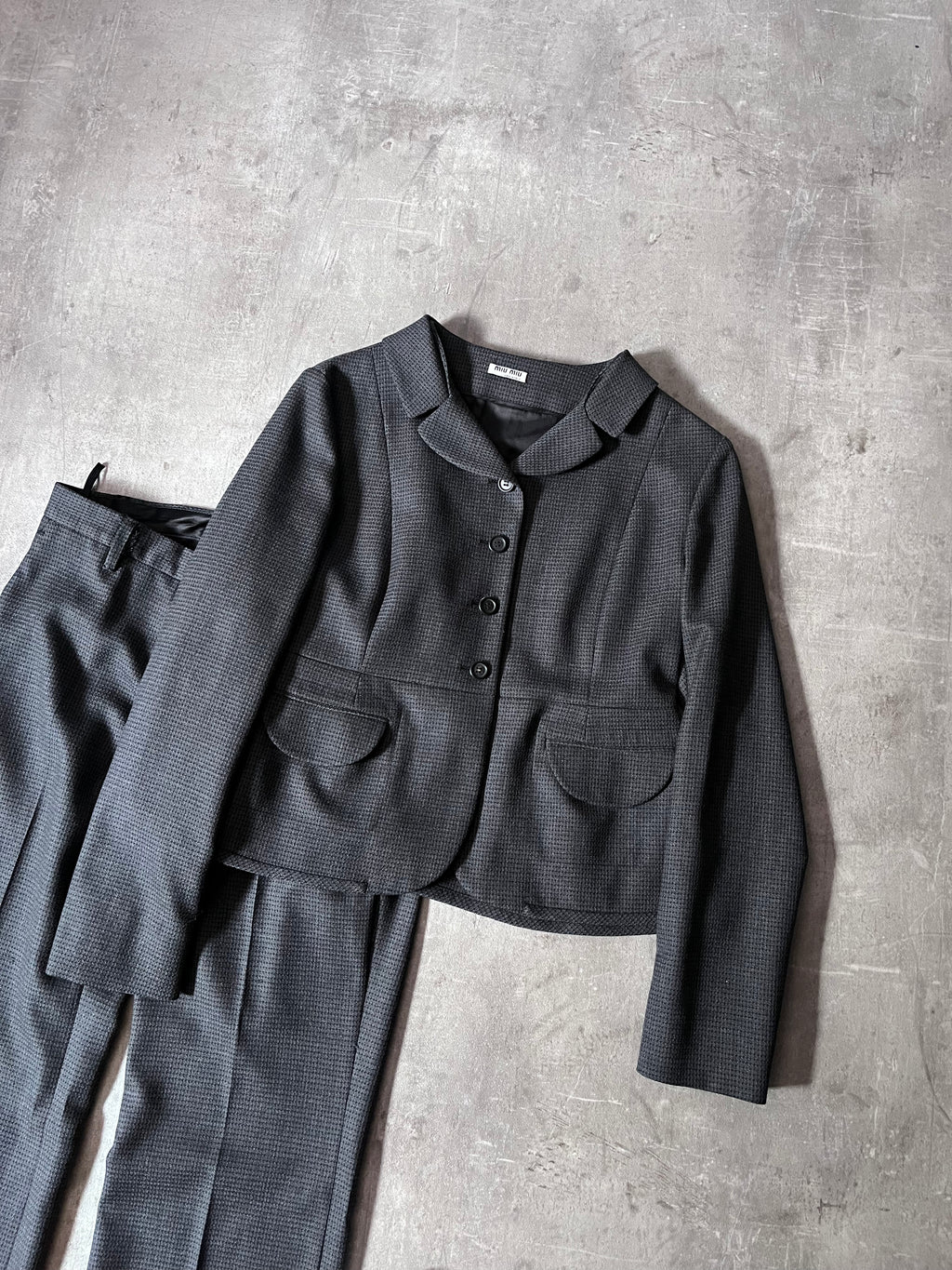 2008 Miu Miu Wool Set Suit Grey Women - M