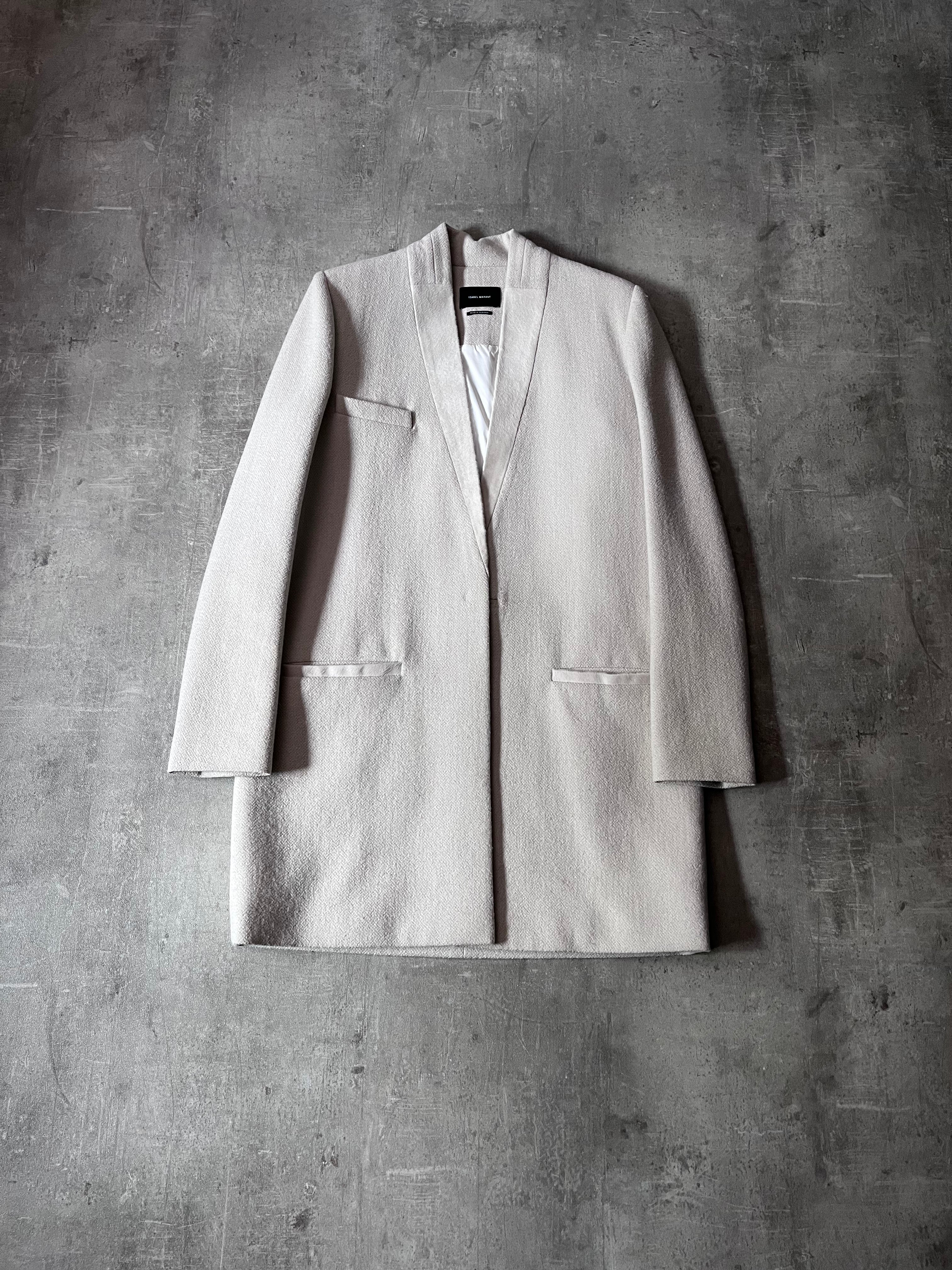 Isabel Marant Straight Cut Wool Coat Beige Women - M