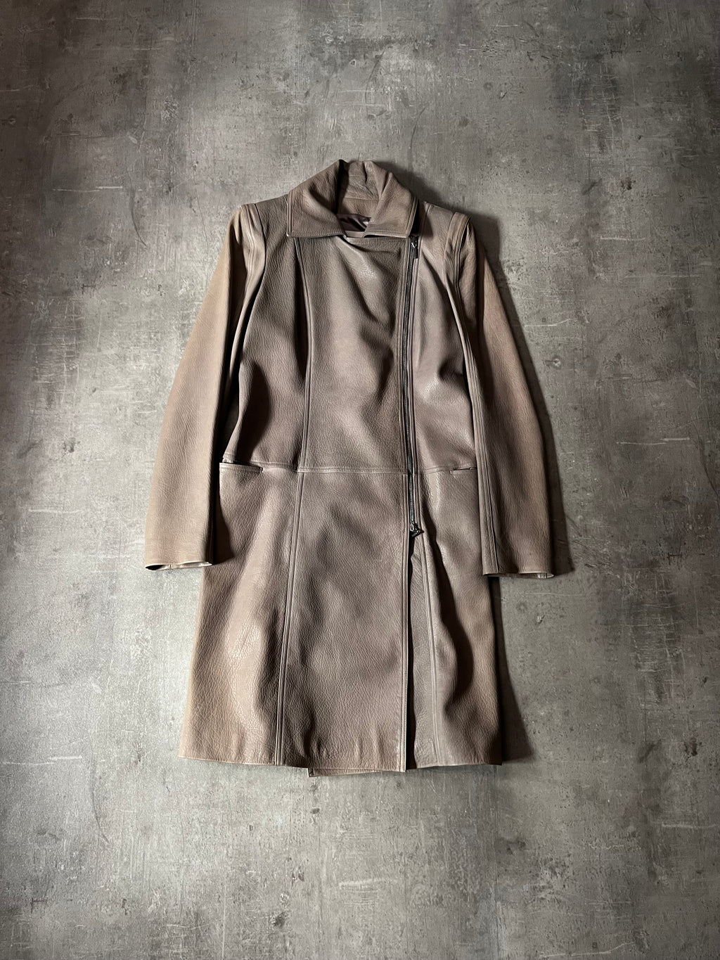2000s Plein Sud Leather Asymmetrical Coat Beige Women - M