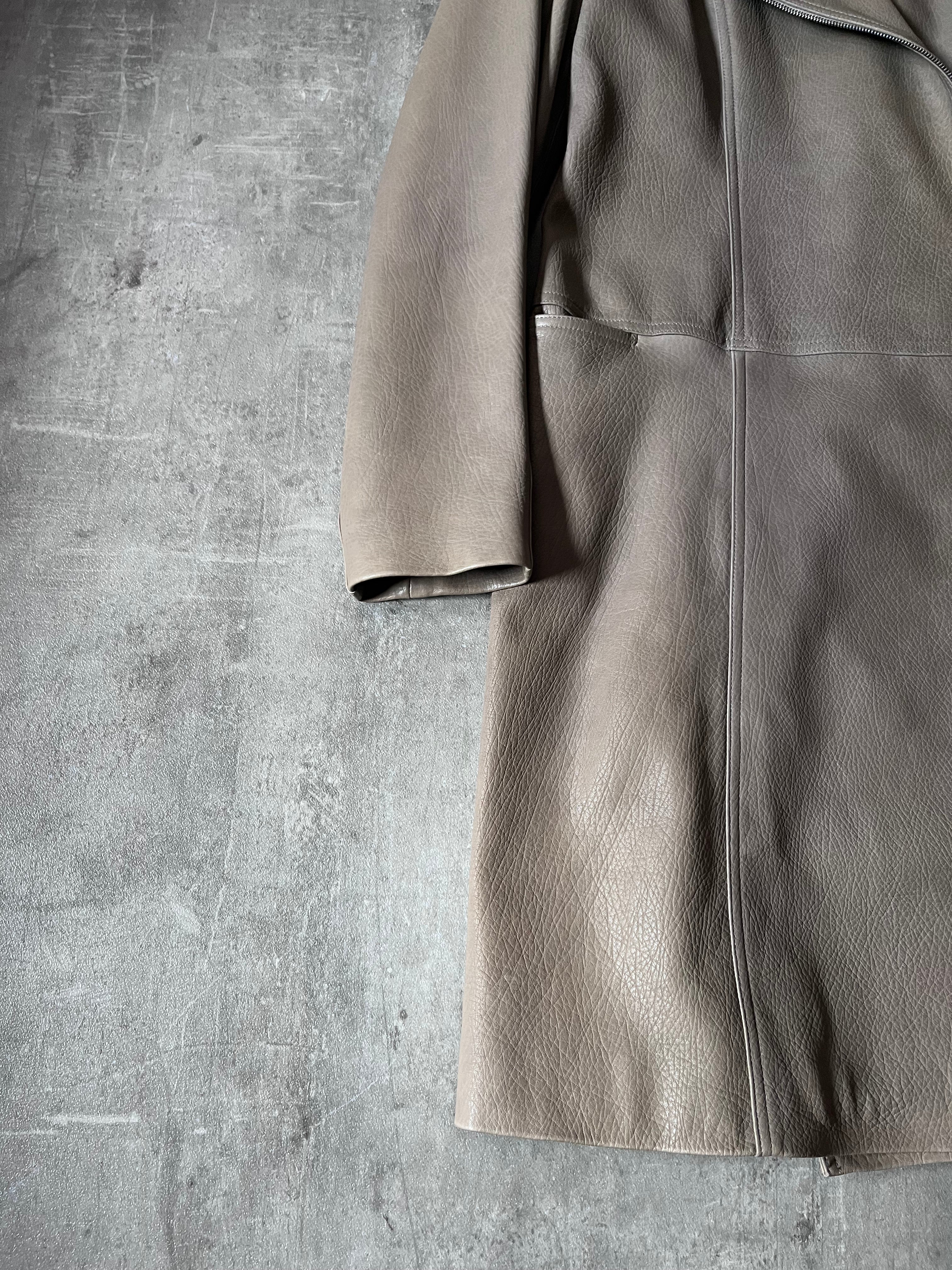 2000s Plein Sud Leather Asymmetrical Coat Beige Women - M