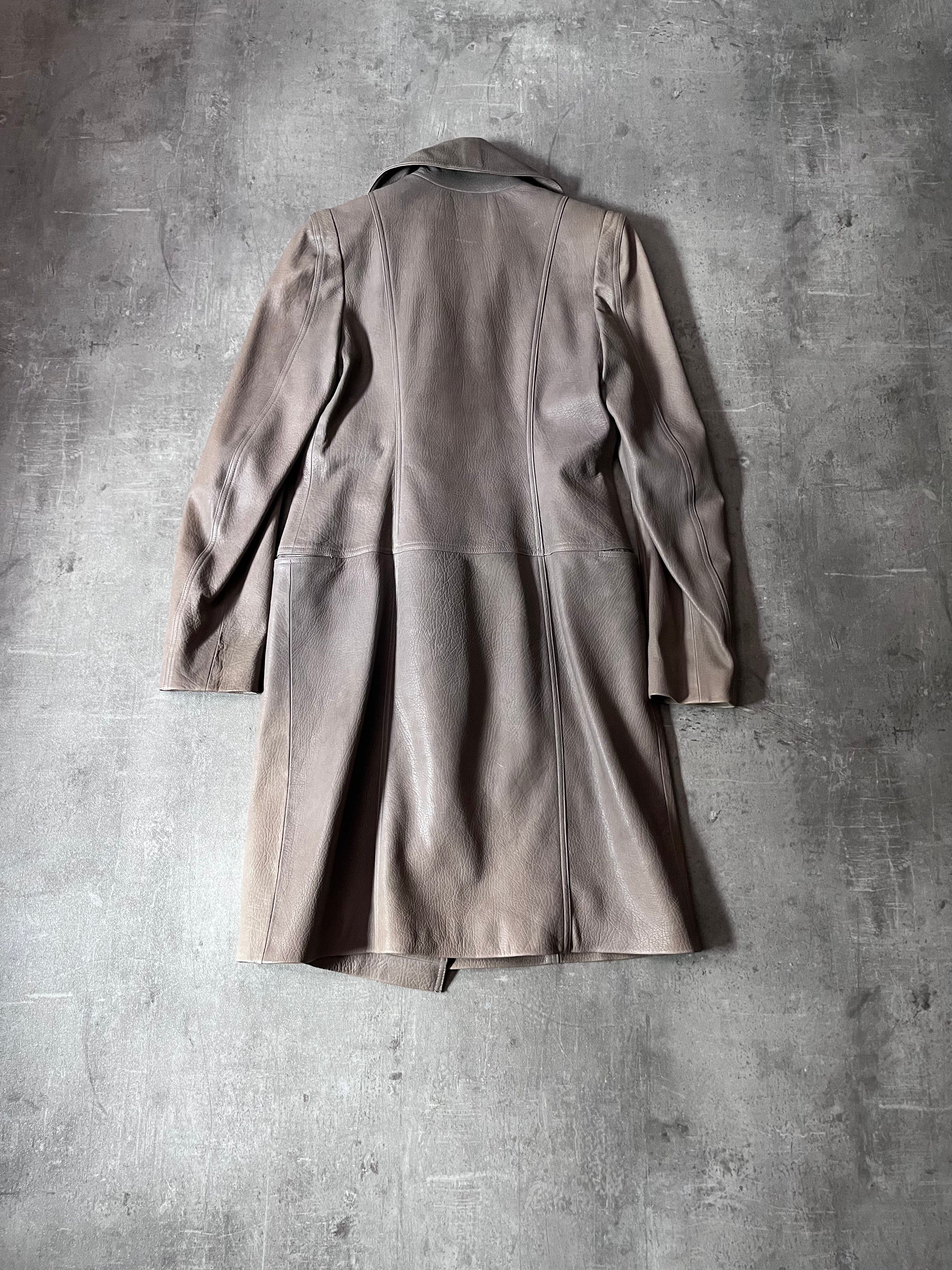 2000s Plein Sud Leather Asymmetrical Coat Beige Women - M