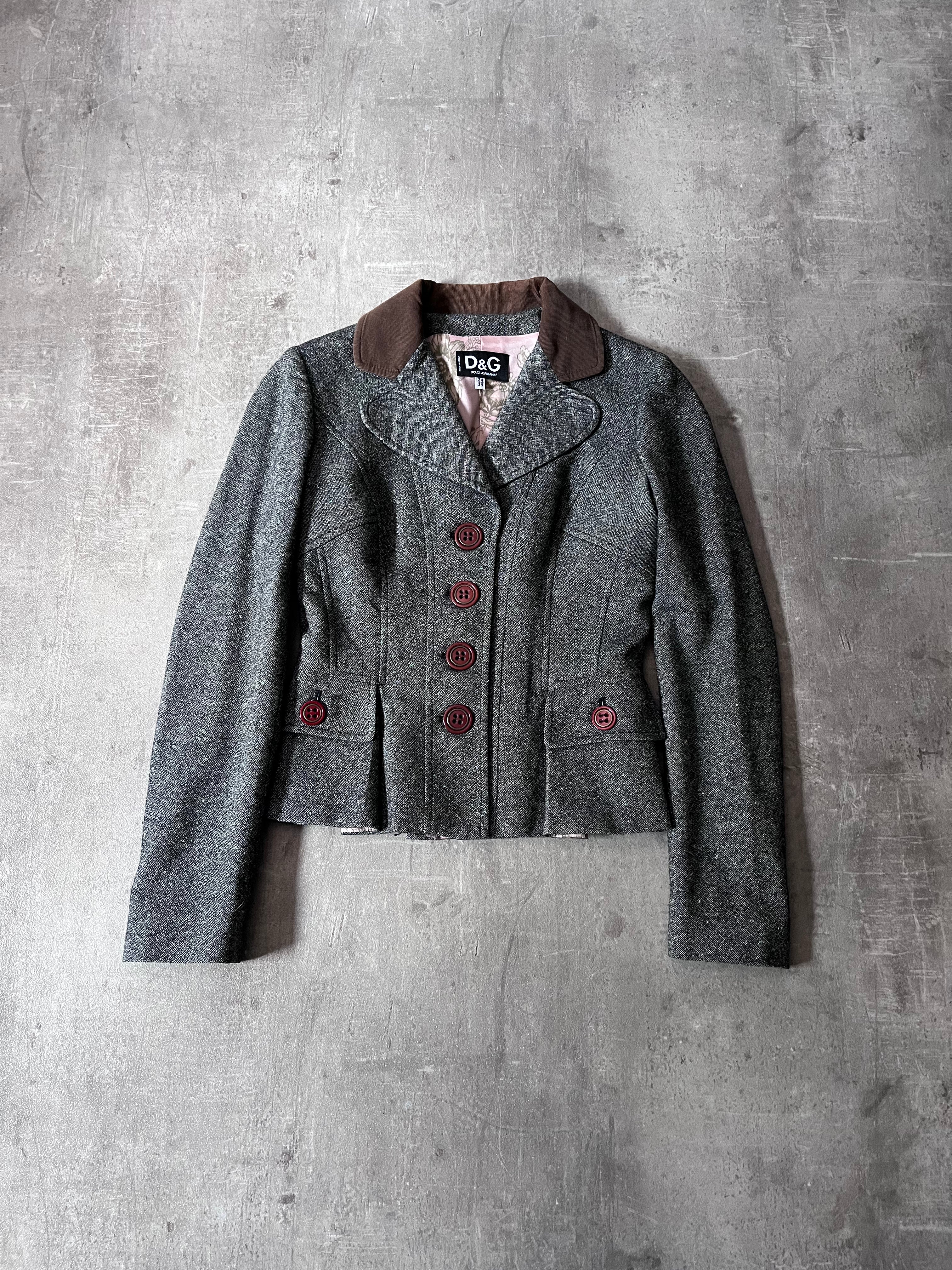 Dolce & Gabbana Tweed Wool Blazer Jacket Grey Women - M