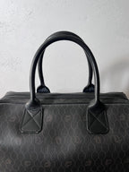 Dior Vintage Monogram Leather Boston Handbag Black