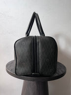 Dior Vintage Monogram Leather Boston Handbag Black