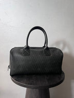 Dior Vintage Monogram Leather Boston Handbag Black