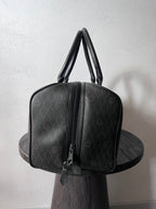 Dior Vintage Monogram Leather Boston Handbag Black