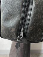 Dior Vintage Monogram Leather Boston Handbag Black