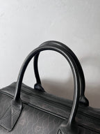 Dior Vintage Monogram Leather Boston Handbag Black