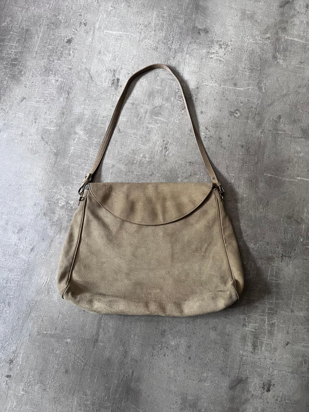 2000s Jil Sander Suede Shoulder Bag Beige/Khaki