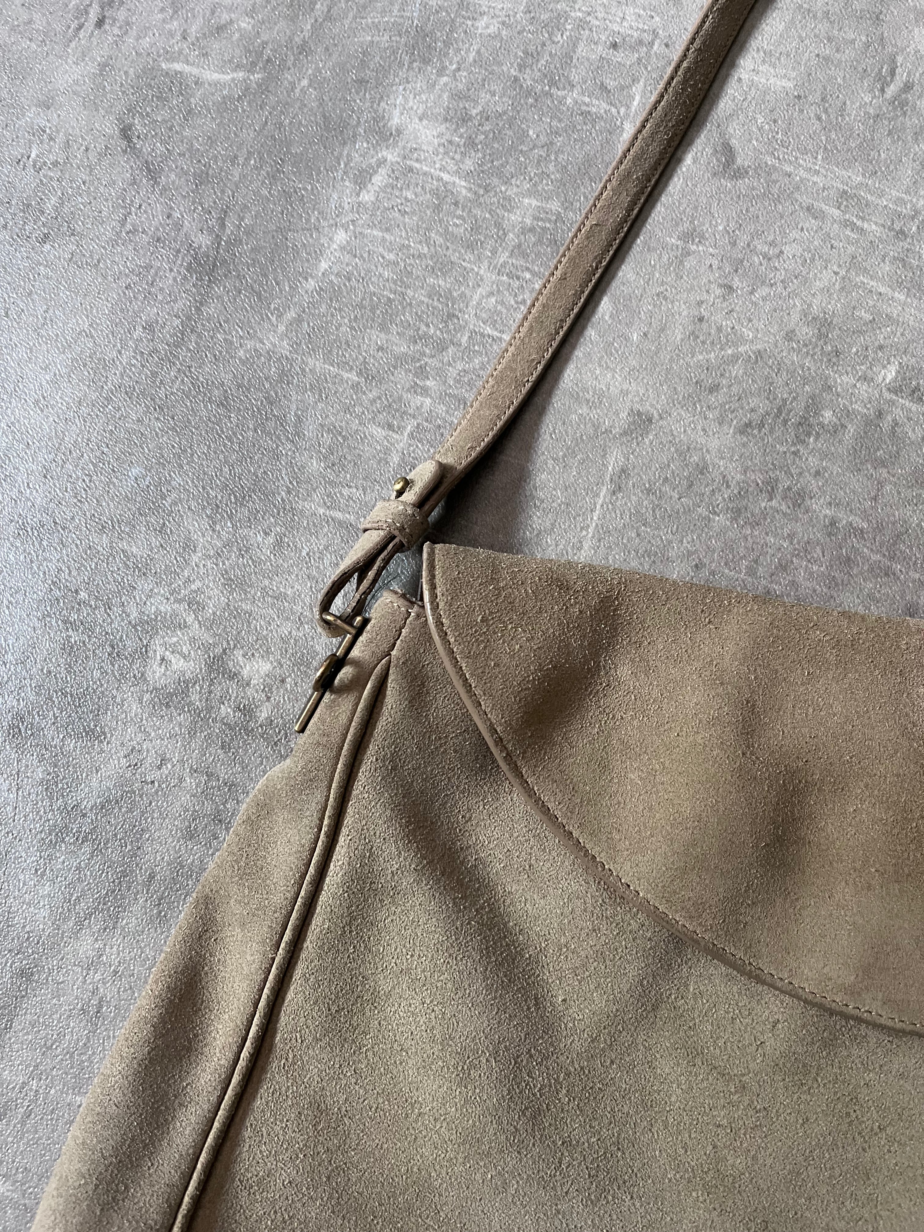 2000s Jil Sander Suede Shoulder Bag Beige/Khaki