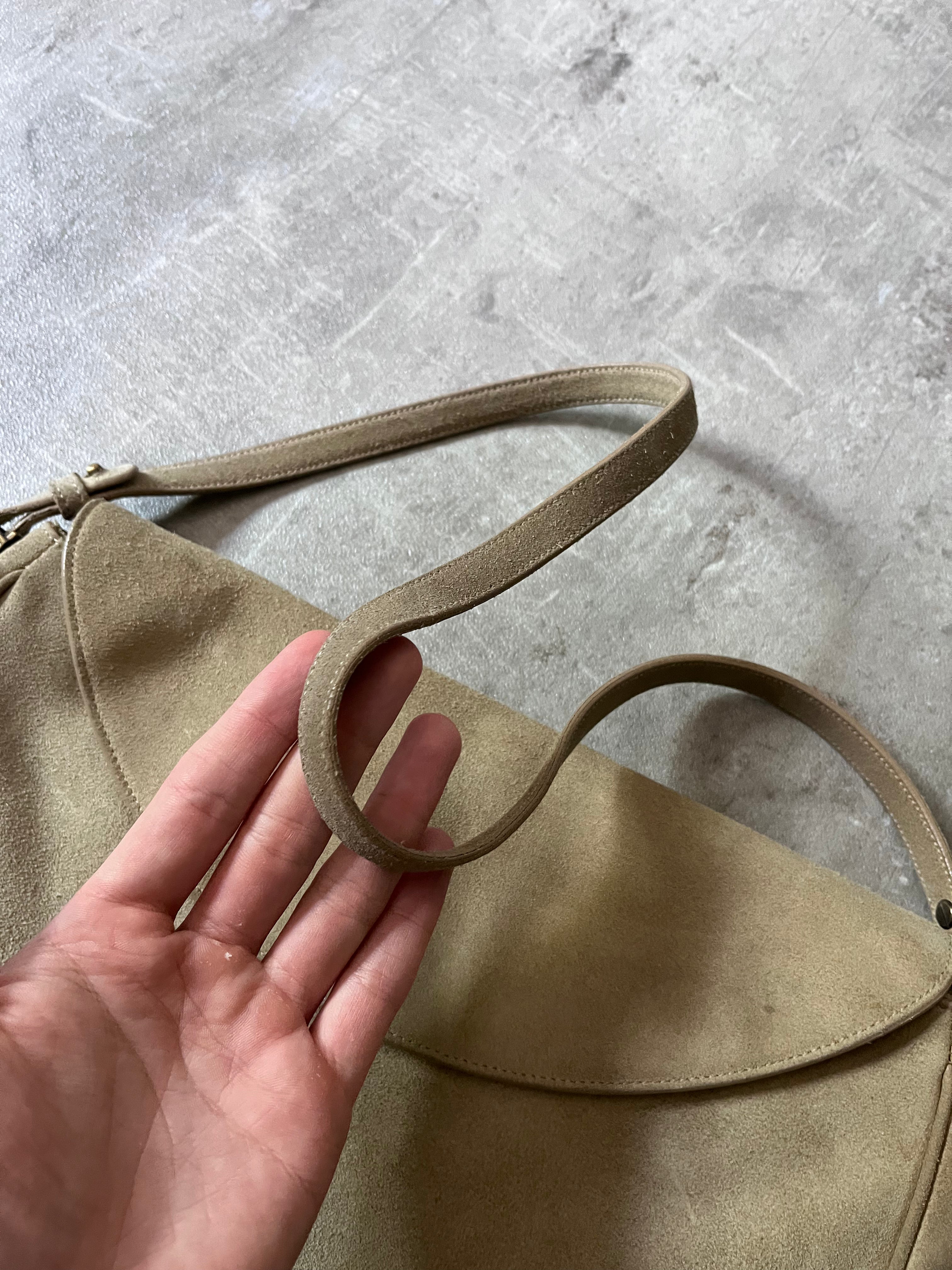 2000s Jil Sander Suede Shoulder Bag Beige/Khaki