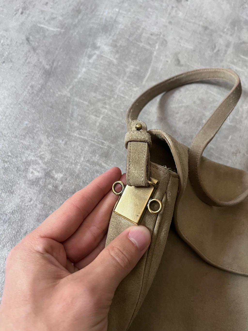 2000s Jil Sander Suede Shoulder Bag Beige/Khaki