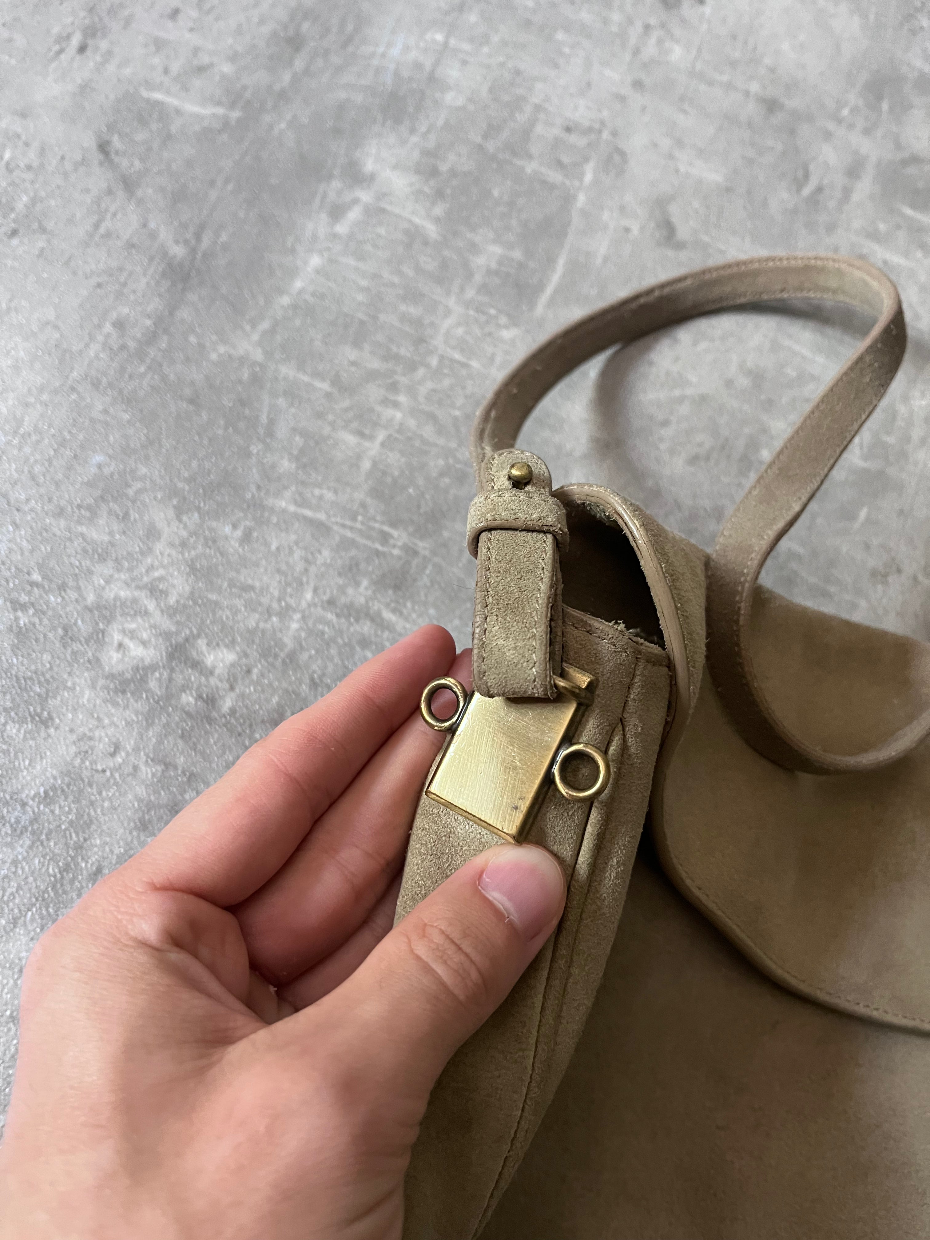 2000s Jil Sander Suede Shoulder Bag Beige/Khaki