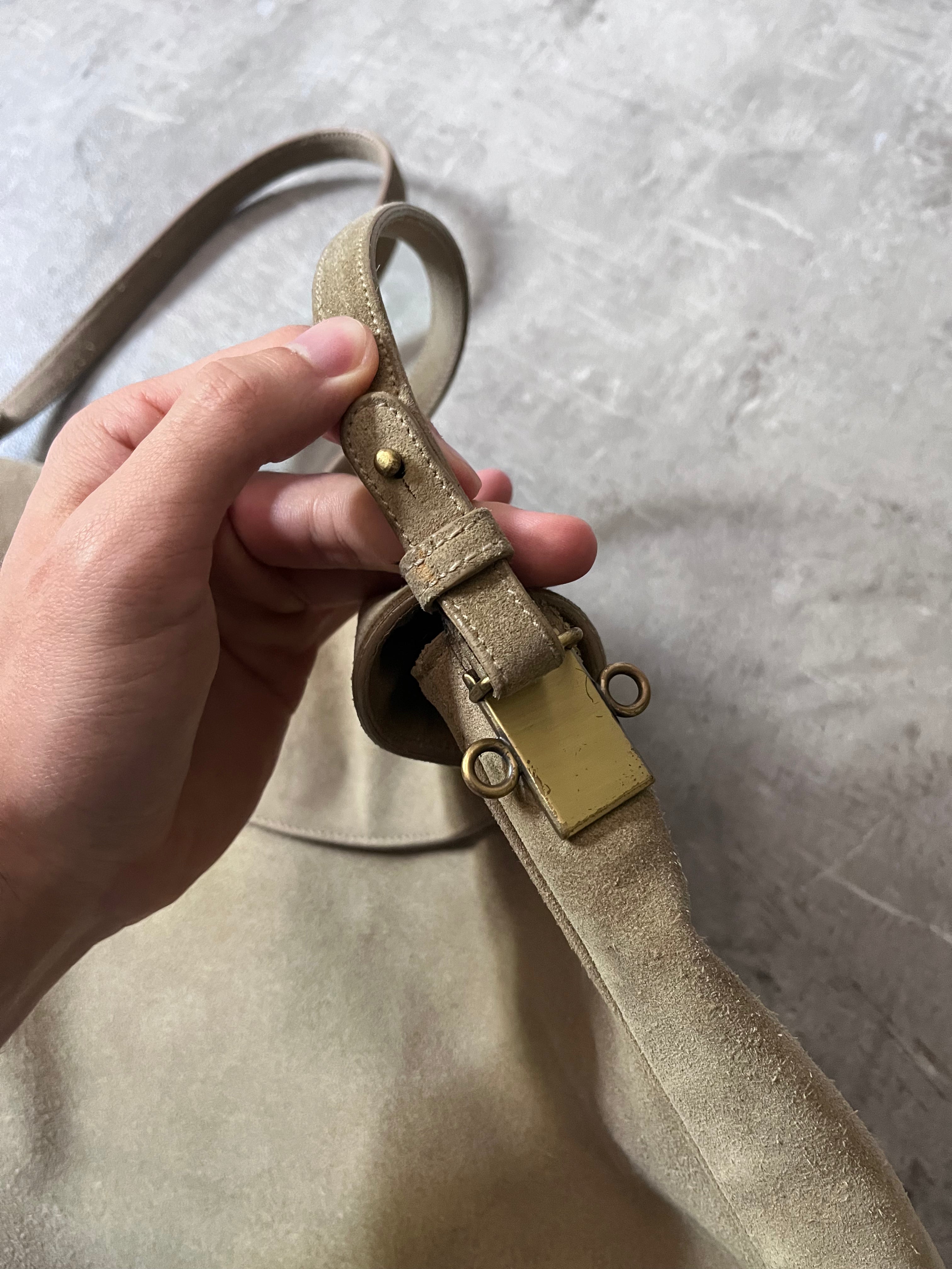 2000s Jil Sander Suede Shoulder Bag Beige/Khaki