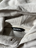 Balenciaga Football Embroidered Logo Hoodie Beige Men - S