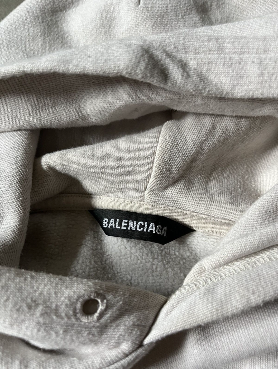 Balenciaga Football Embroidered Logo Hoodie Beige Men - S